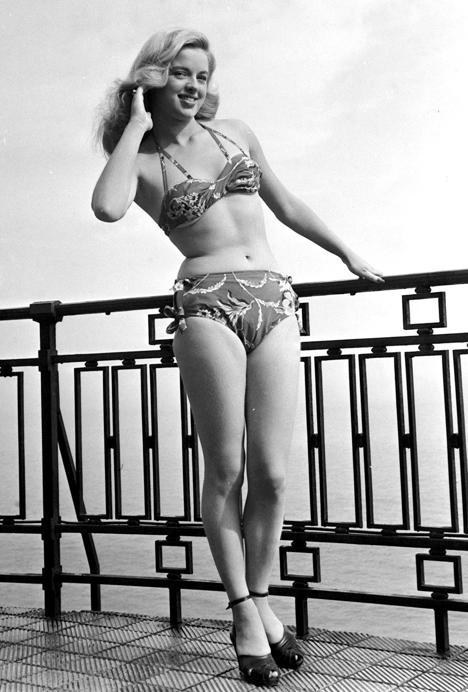 Diana Dors in a bikini.